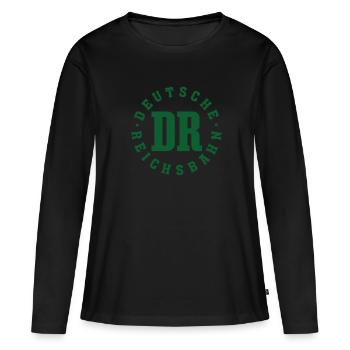 Deutsche Reichsbahn - DDR (N)Ostalgie - Frauen Premium Bio Langarmshirt - Schwarz - Vorne - Julia (174cm)