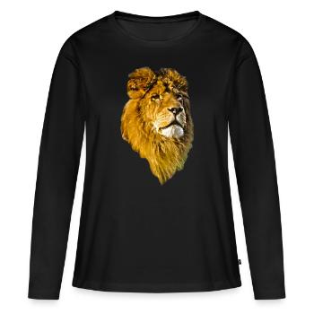 Lion - T-shirt manches longues Premium bio Femme - noir - Devant - Julia (174cm)