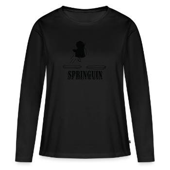 Springuin! Pinguine springen! - Tierliebhaber Zoo - Frauen Premium Bio Langarmshirt - Schwarz - Vorne - Julia (174cm)