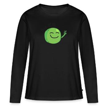 Erbse - Frauen Premium Bio Langarmshirt - Schwarz - Vorne - Julia (174cm)