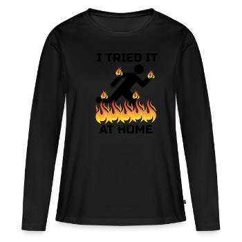 Je l'ai essayé à la maison expérience cadeau d'accident - T-shirt manches longues Premium bio Femme - noir - Devant - Julia (174cm)