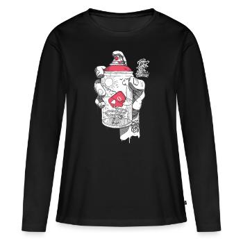 hand spray ZERO - T-shirt manches longues Premium bio Femme - noir - Devant - Julia (174cm)