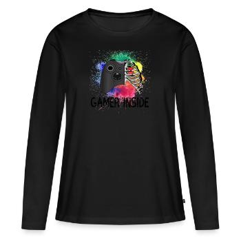 Gamer Zocker Jeux PC Zocken Controller PC - T-shirt manches longues Premium bio Femme - noir - Devant - Julia (174cm)