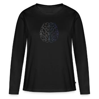 cerveau - T-shirt manches longues Premium bio Femme - noir - Devant - Julia (174cm)