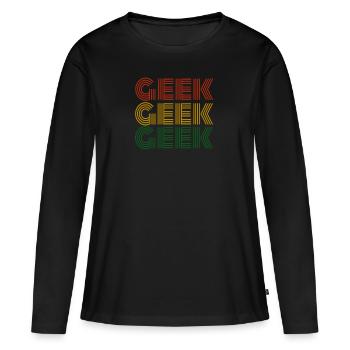 Nerd - T-shirt manches longues Premium bio Femme - noir - Devant - Julia (174cm)