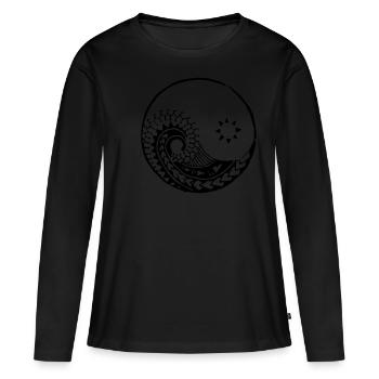 Yin Yang Polynesisches Maori Tattoo - Frauen Premium Bio Langarmshirt - Schwarz - Vorne - Julia (174cm)