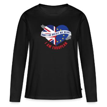 Brexit My Heart Funny T-Shirt - Women's Premium Organic Long Sleeve Shirt - black - Front - Julia (174cm)