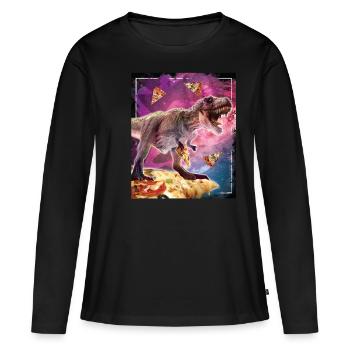 Space TRex Pizza - Women's Premium Organic Long Sleeve Shirt - black - Front - Julia (174cm)
