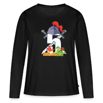 5. Geburtstag T-Shirt Ritter Drache - Frauen Premium Bio Langarmshirt - Schwarz - Vorne - Julia (174cm)