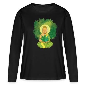 Pothead T-Shirt 420 cannabis - T-shirt manches longues Premium bio Femme - noir - Devant - Julia (174cm)