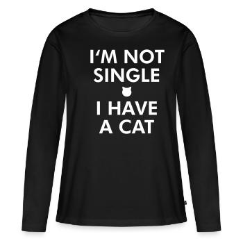 Je ne suis pas célibataire, j'ai un chat - T-shirt manches longues Premium bio Femme - noir - Devant - Julia (174cm)