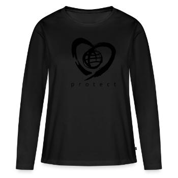 symbole de protection de la terre - T-shirt manches longues Premium bio Femme - noir - Devant - Julia (174cm)
