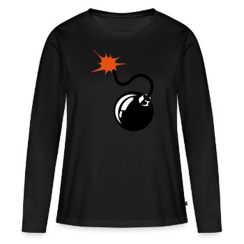 bombe meche - T-shirt manches longues Premium bio Femme - noir - Devant - Julia (174cm)
