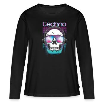 Psytrance Crâne Techno MDMA - T-shirt manches longues Premium bio Femme - noir - Devant - Julia (174cm)