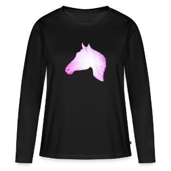 Chevaux sauvages cheval sauvage monte haras cadeau cavalier - T-shirt manches longues Premium bio Femme - noir - Devant - Julia (174cm)