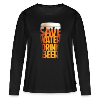 BEER - Frauen Premium Bio Langarmshirt - Schwarz - Vorne - Julia (174cm)