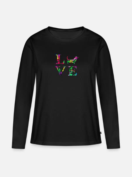 Dackel Dackelbesitzer Dachshund Weeni GeschenkIch, - Frauen Premium Bio Langarmshirt - Schwarz