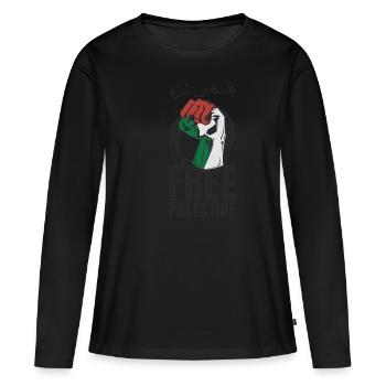 Mouvement de la Palestine libre - T-shirt manches longues Premium bio Femme - noir - Devant - Julia (174cm)