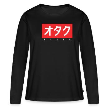 T-shirt Otaku Anime Memes - T-shirt manches longues Premium bio Femme - noir - Devant - Julia (174cm)