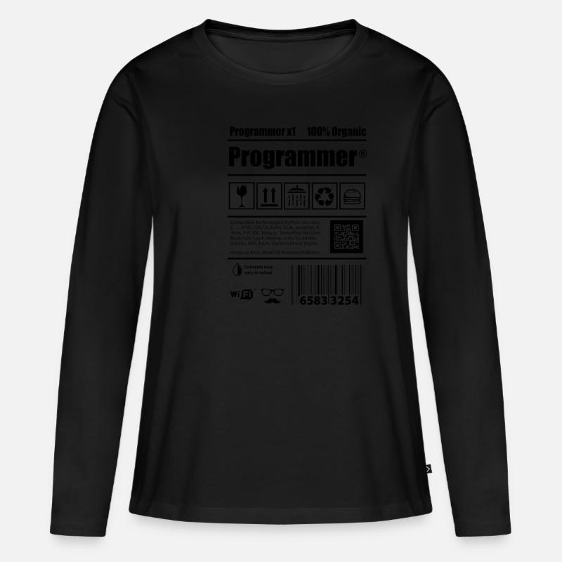 Coder programmer caffeine developer gift - Women's Premium Organic Long Sleeve Shirt - black