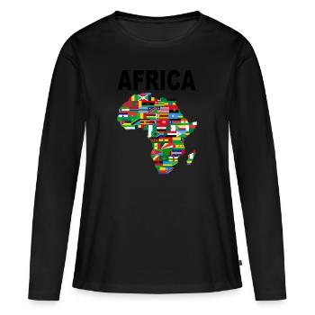 AFRIQUE - T-shirt manches longues Premium bio Femme - noir - Devant - Julia (174cm)