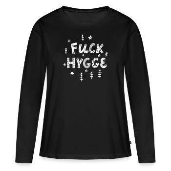 Fuck hygge white - T-shirt manches longues Premium bio Femme - noir - Devant - Julia (174cm)