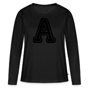 Lettre a - T-shirt manches longues Premium bio Femme - noir - Devant - Julia (174cm)