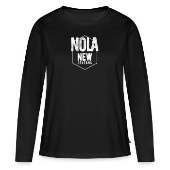 Insigne de fierté NOLA de la Nouvelle-Orléans - T-shirt manches longues Premium bio Femme - noir - Devant - Julia (174cm)