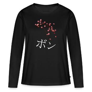 BONNER CHERRY BLOSSOM - FLEUR ROSE - T-shirt manches longues Premium bio Femme - noir - Devant - Julia (174cm)
