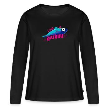 Sardine - I am a Sardine - Italien - La Sardine - Frauen Premium Bio Langarmshirt - Schwarz - Vorne - Julia (174cm)