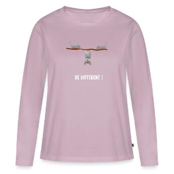Be different ! - T-shirt manches longues Premium bio Femme - rose poudré - Devant - Julia (174cm)