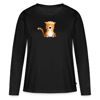 Großer Kleiner Tiger - Frauen Premium Bio Langarmshirt - Schwarz - Vorne - Julia (174cm)