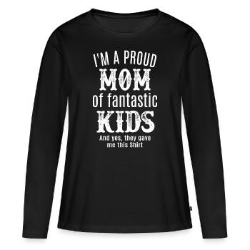 Meilleure mère Fier fils Fille Fils Filles Maman - T-shirt manches longues Premium bio Femme - noir - Devant - Julia (174cm)