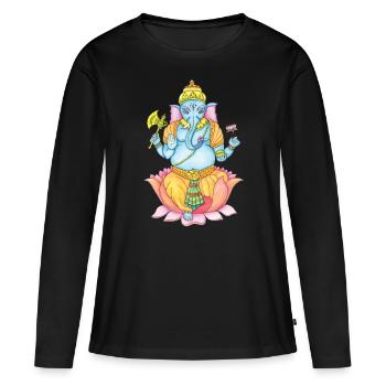 Zentangle Ganesha - Frauen Premium Bio Langarmshirt - Schwarz - Vorne - Julia (174cm)
