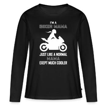 Cool Biker Mom Motorcyclist Biker Athlete - Women's Premium Organic Long Sleeve Shirt - black - Front - Julia (174cm)