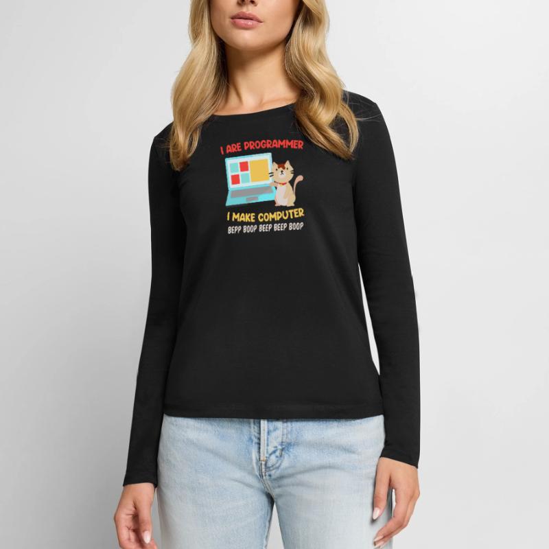 Programmierer Katzen Spruch Witz I are Programmer Frauen Premium Bio Langarmshirt