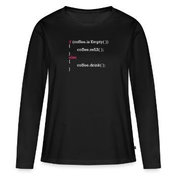Programme de café remplissage it développeur - T-shirt manches longues Premium bio Femme - noir - Devant - Julia (174cm)