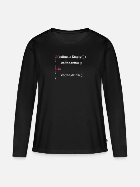 Programmcode Kaffee nachfüllen IT Entwickler - Premium økologisk langærmet T-shirt til kvinder - sort
