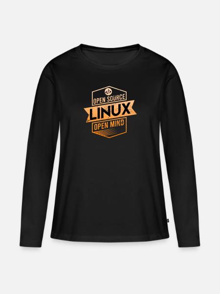 Linux Open Source Open Mind Betriebssystem - Frauen Premium Bio Langarmshirt - Schwarz