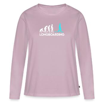 Affe Mensch Longboarder Evolution Entwicklung - Frauen Premium Bio Langarmshirt - Altrosa - Vorne - Julia (174cm)