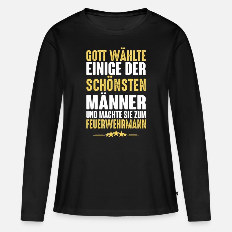 Feuerwehrmann - Frauen Premium Bio Langarmshirt - Schwarz