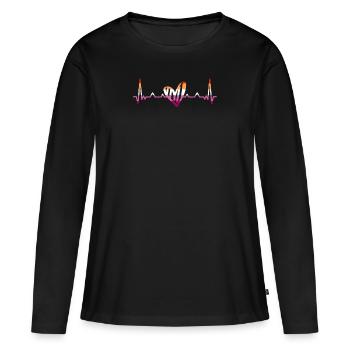 Lesbiennes Lesbiennes Lesbiennes Pride LGBT Pride Battement de cœur - T-shirt manches longues Premium bio Femme - noir - Devant - Julia (174cm)