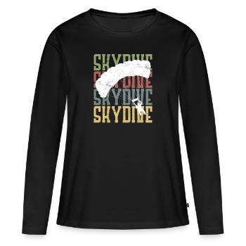 Parachutiste motif Skydive Skydiver - T-shirt manches longues Premium bio Femme - noir - Devant - Julia (174cm)