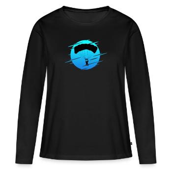 Parachutiste Logo Skydiving Skydiver - T-shirt manches longues Premium bio Femme - noir - Devant - Julia (174cm)