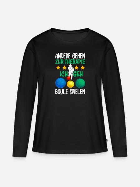 Boule Spruch andere gehen zur Therapie Ich boule - Frauen Premium Bio Langarmshirt - Schwarz