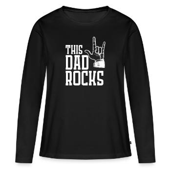 Ce père rocker papa Rocker rock - T-shirt manches longues Premium bio Femme - noir - Devant - Julia (174cm)