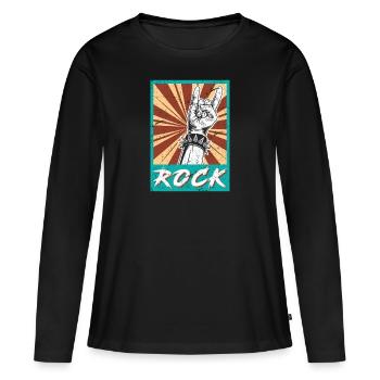 Rock à la main symbole rock rock rocker - T-shirt manches longues Premium bio Femme - noir - Devant - Julia (174cm)