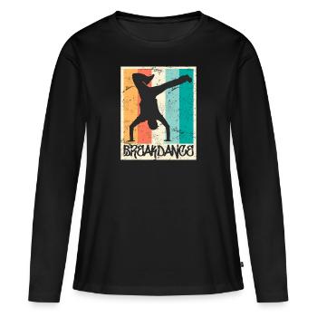 Breakdance Vintage B-Boy Breakdancer - T-shirt manches longues Premium bio Femme - noir - Devant - Julia (174cm)