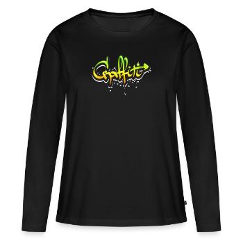 Graffiti - T-shirt manches longues Premium bio Femme - noir - Devant - Julia (174cm)