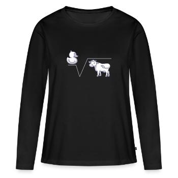 Maths blague N-te racine de Q racine de canard vache - T-shirt manches longues Premium bio Femme - noir - Devant - Julia (174cm)